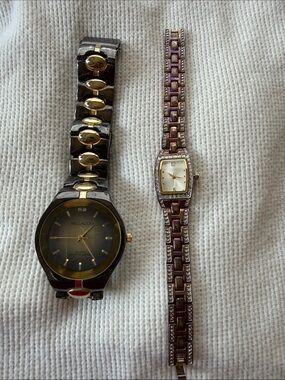 Men's Black and Gold Stainless Steel Watch